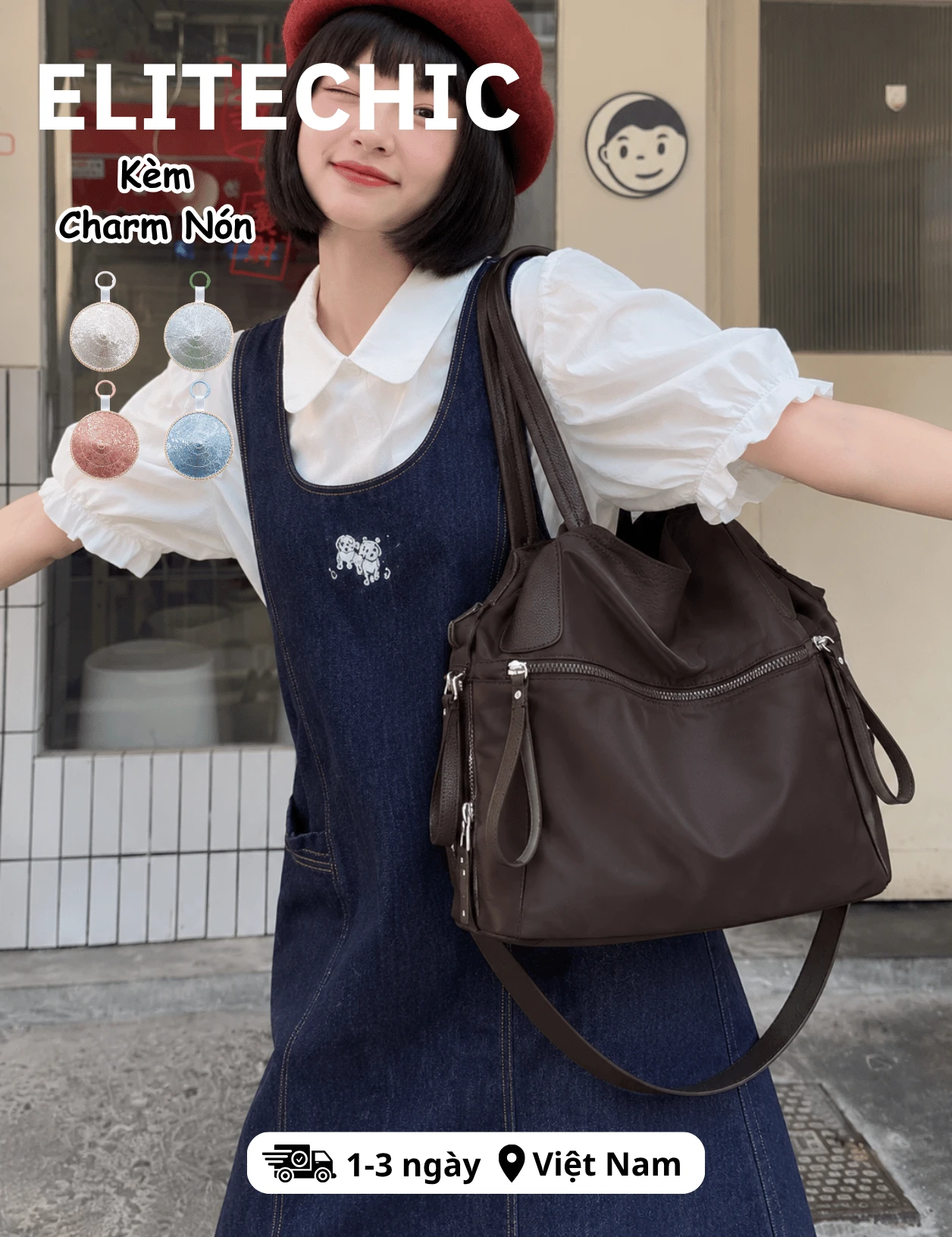 Túi vải Oxford màu nâu xách tay, vải chống thấm nước